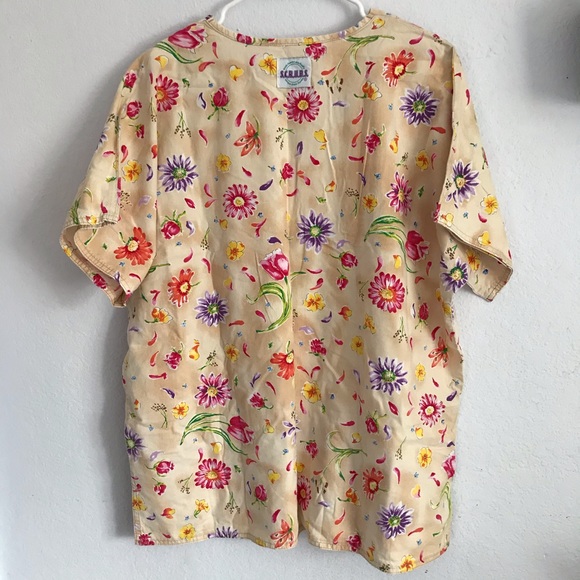 SCRUBS floral print scrub top L - Picture 5 of 6